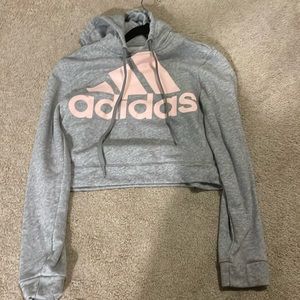 Adidas women’s cropped grey hoodie